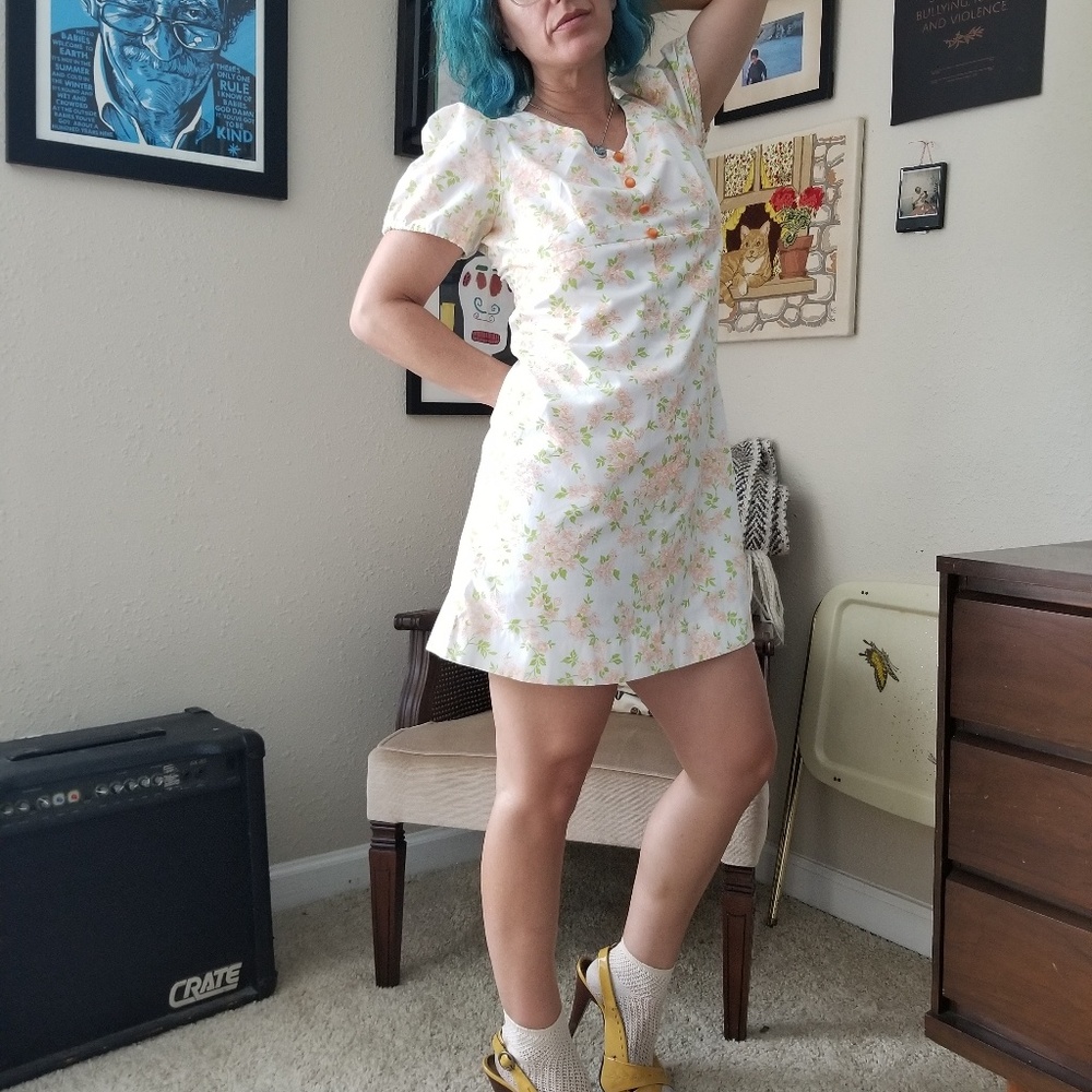 Handmade Vntg A-Line Dress W/ Empire Waist Sz S - Picture 5 of 8